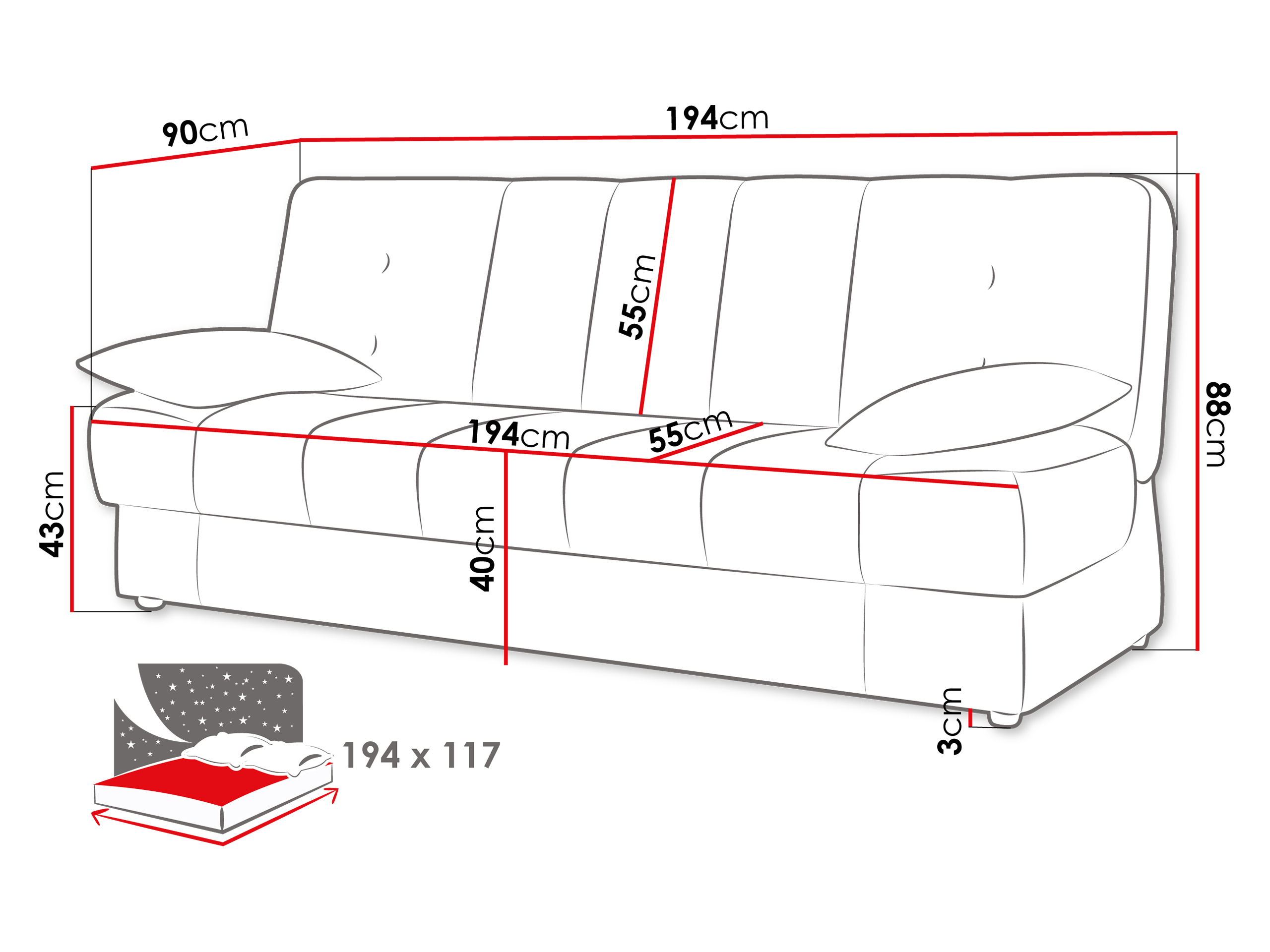 Sofa lova Columbus 120 (Lumo 40)