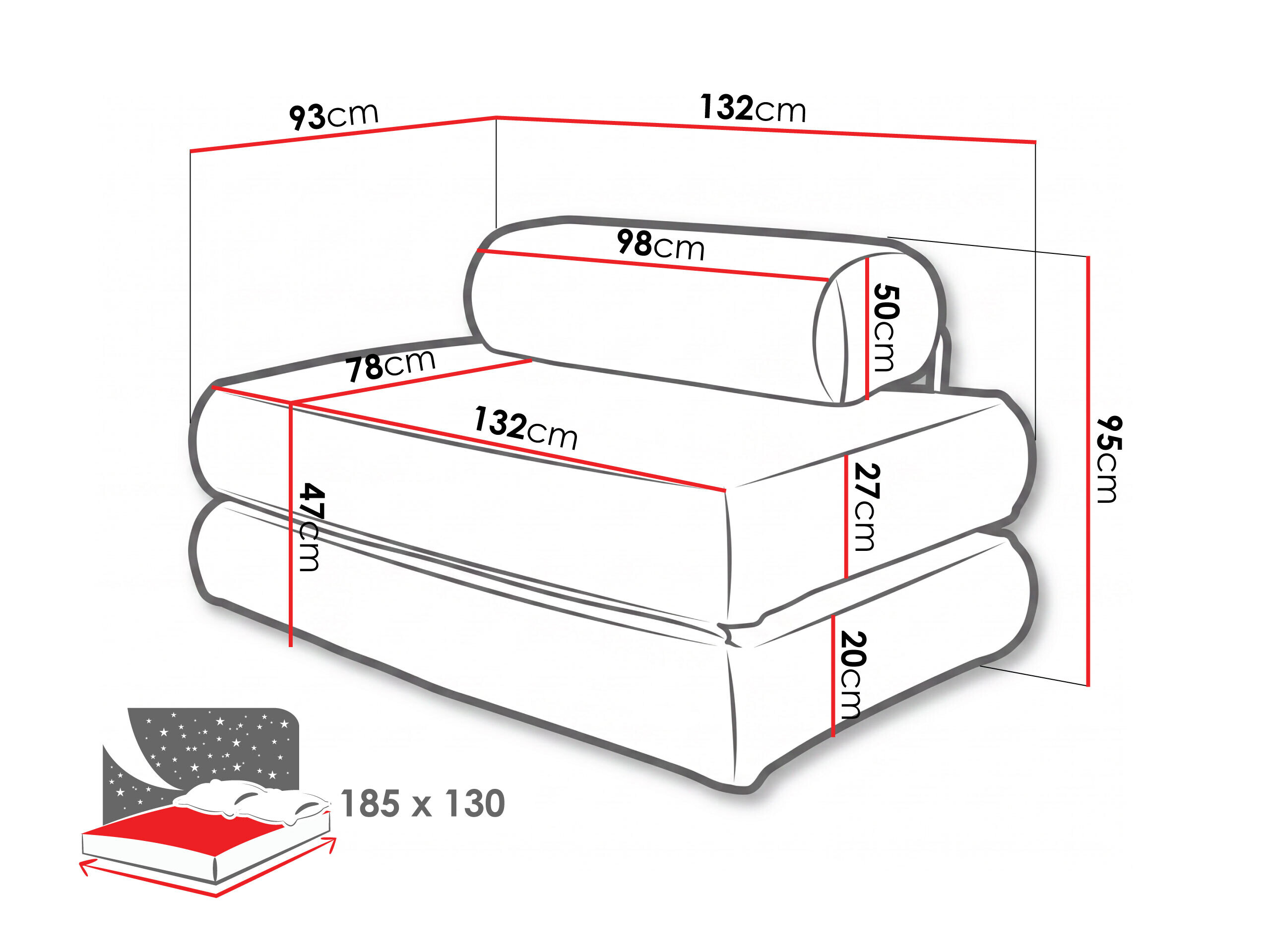 Sofa lova Carson 141 (Cruz 48)