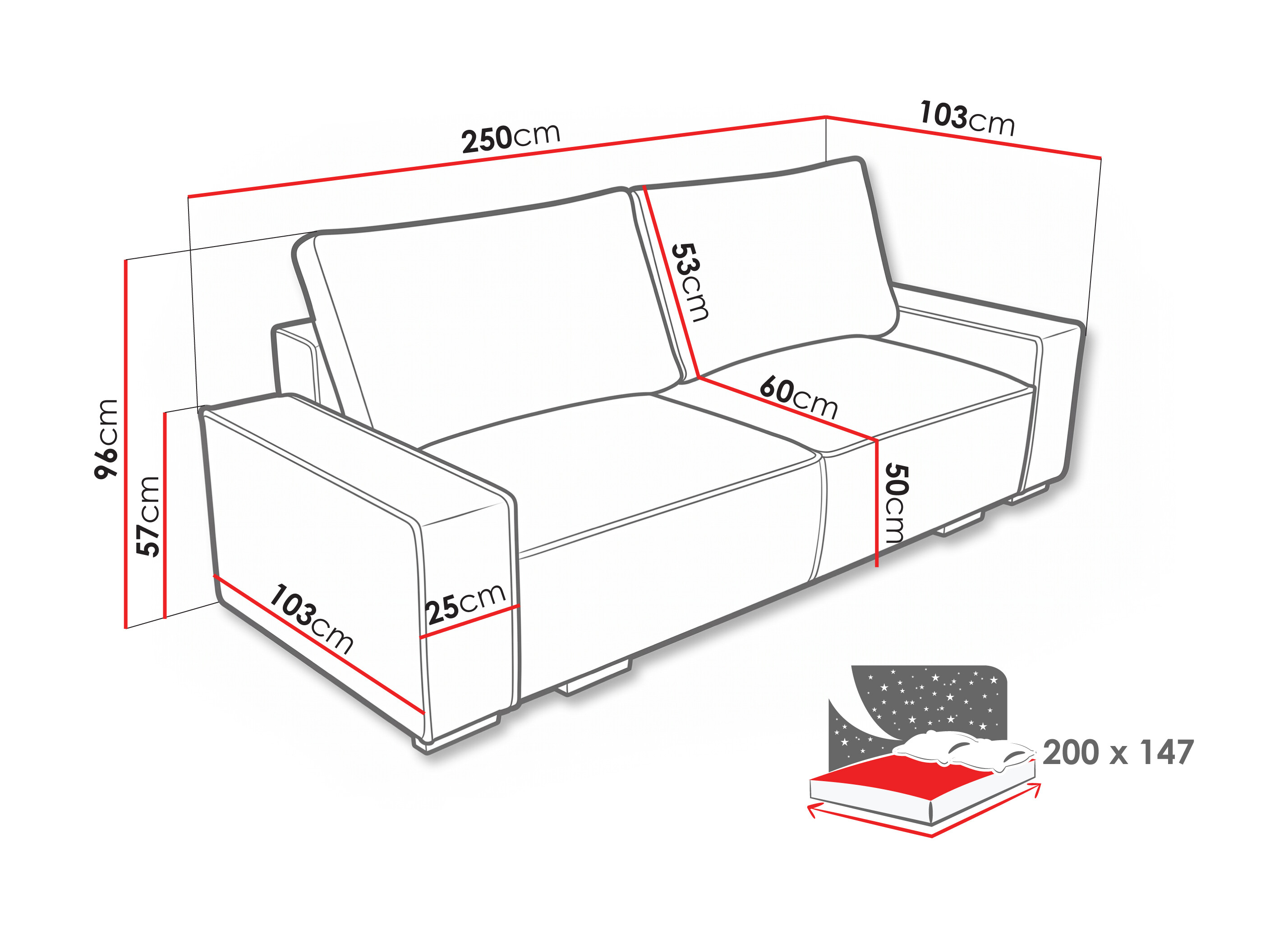 Sofa lova Lufkin 156 (Lincoln 86)