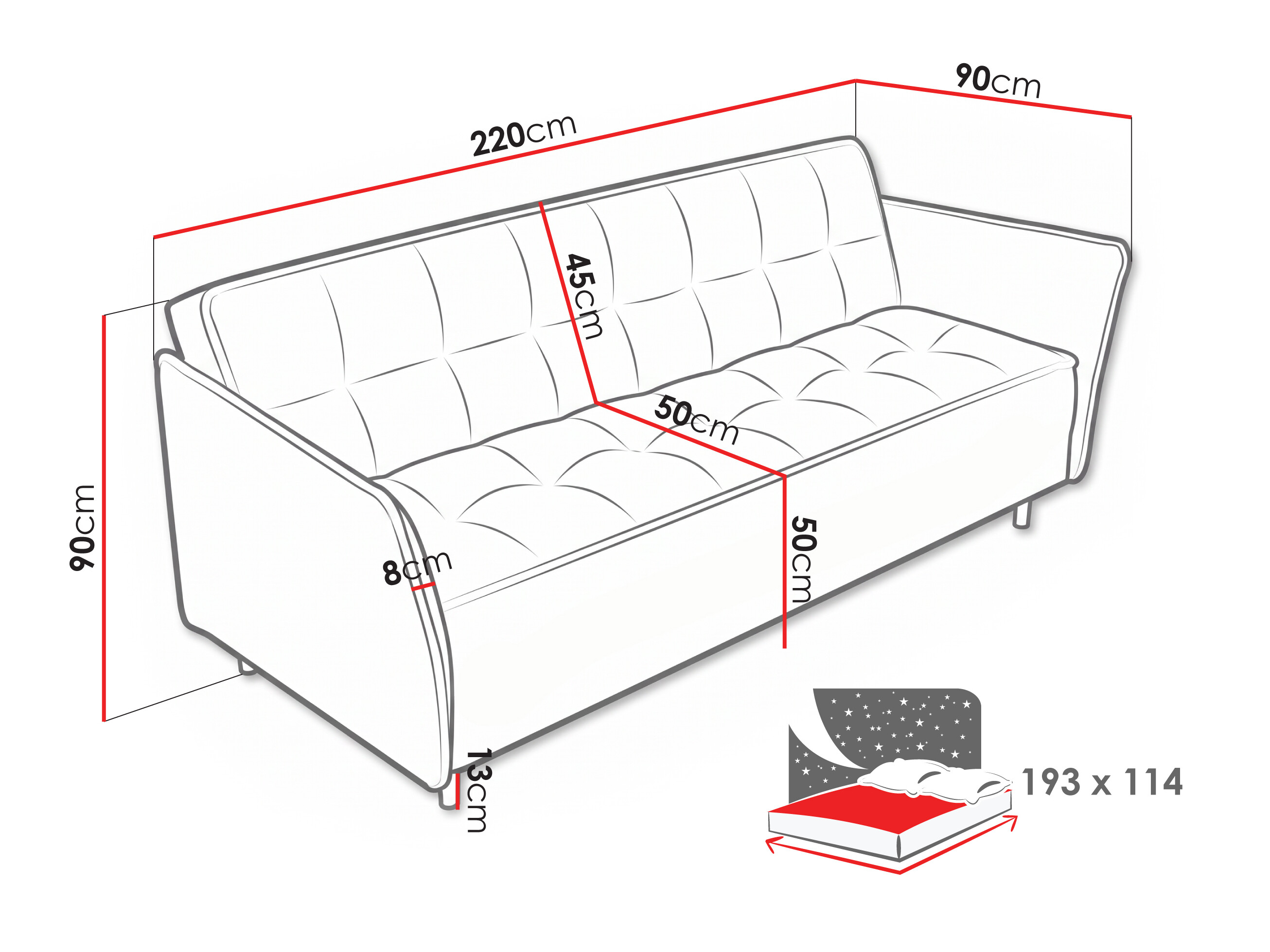 Sofa lova Lufkin 130 (Curio 80)