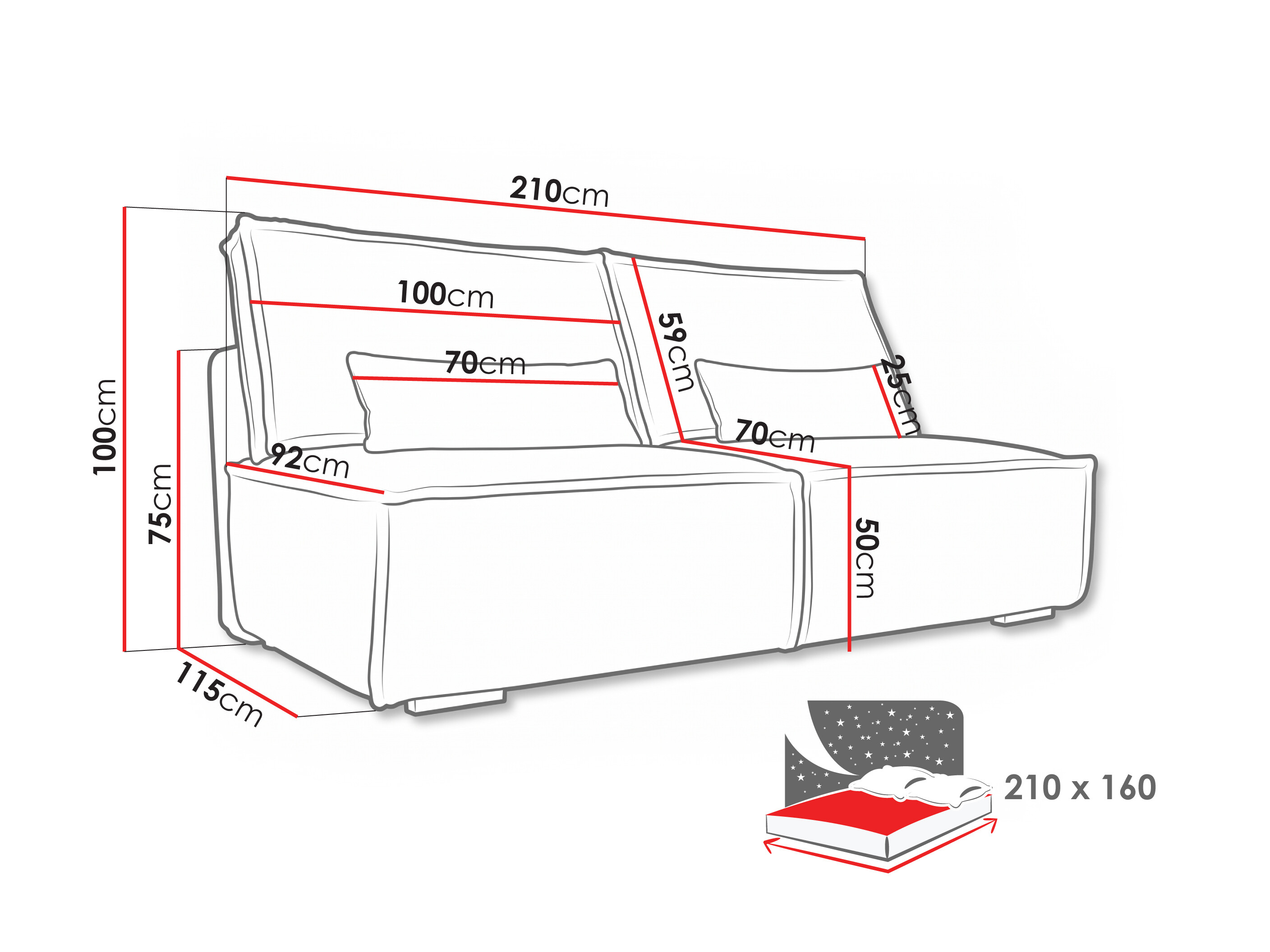 Sofa lova Lufkin 147 (Tilia 37)