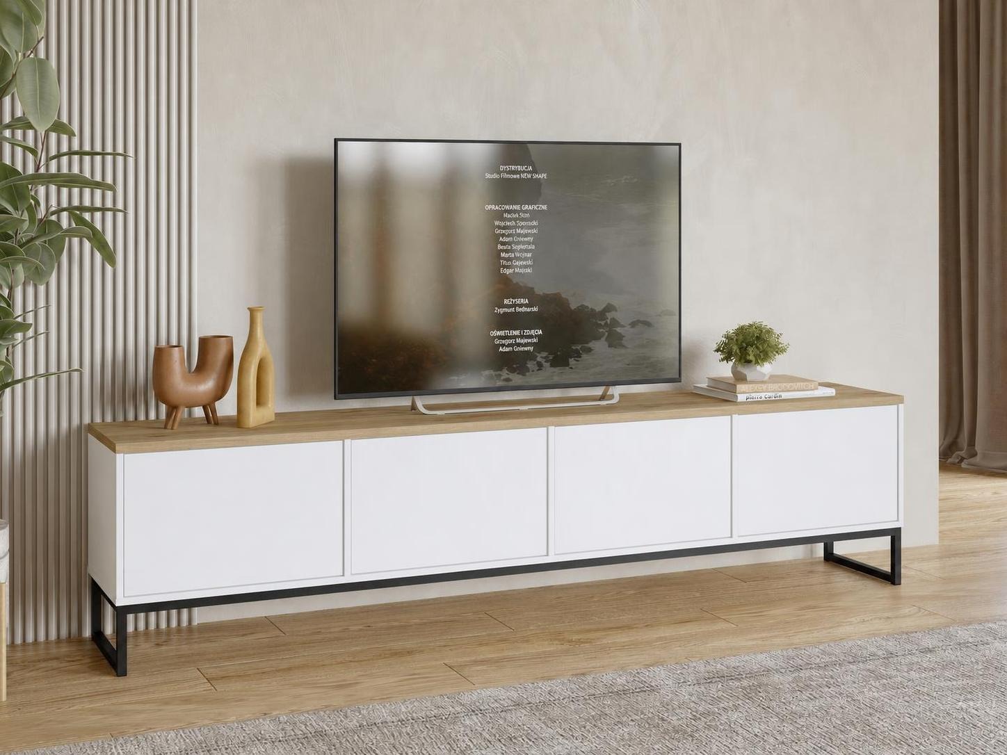 TV staliukas Camtolo 101 (Balta + Šviesus ąžuolas)