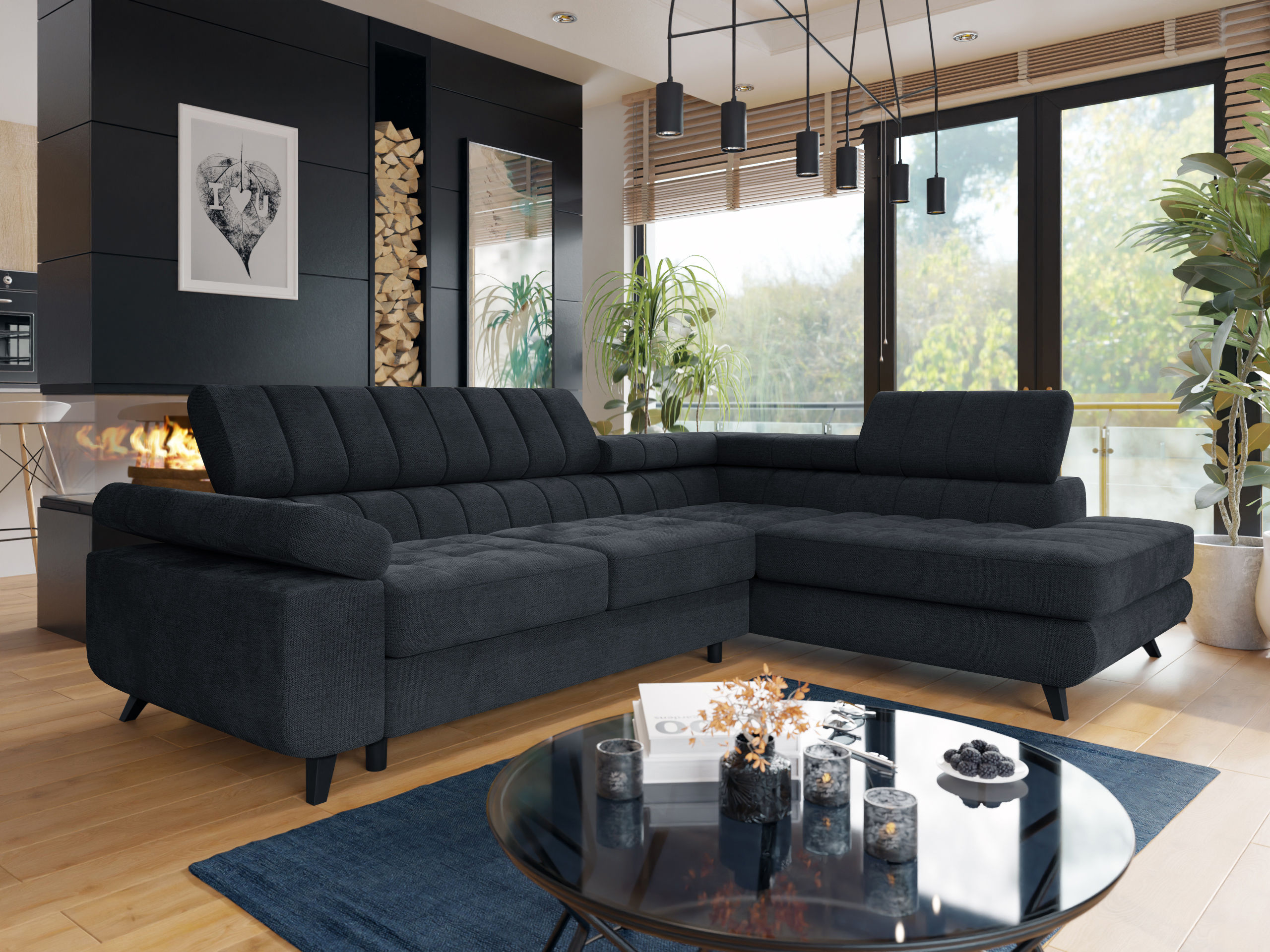 Minkštas kampas Comfivo Agnus (Spirit Black)