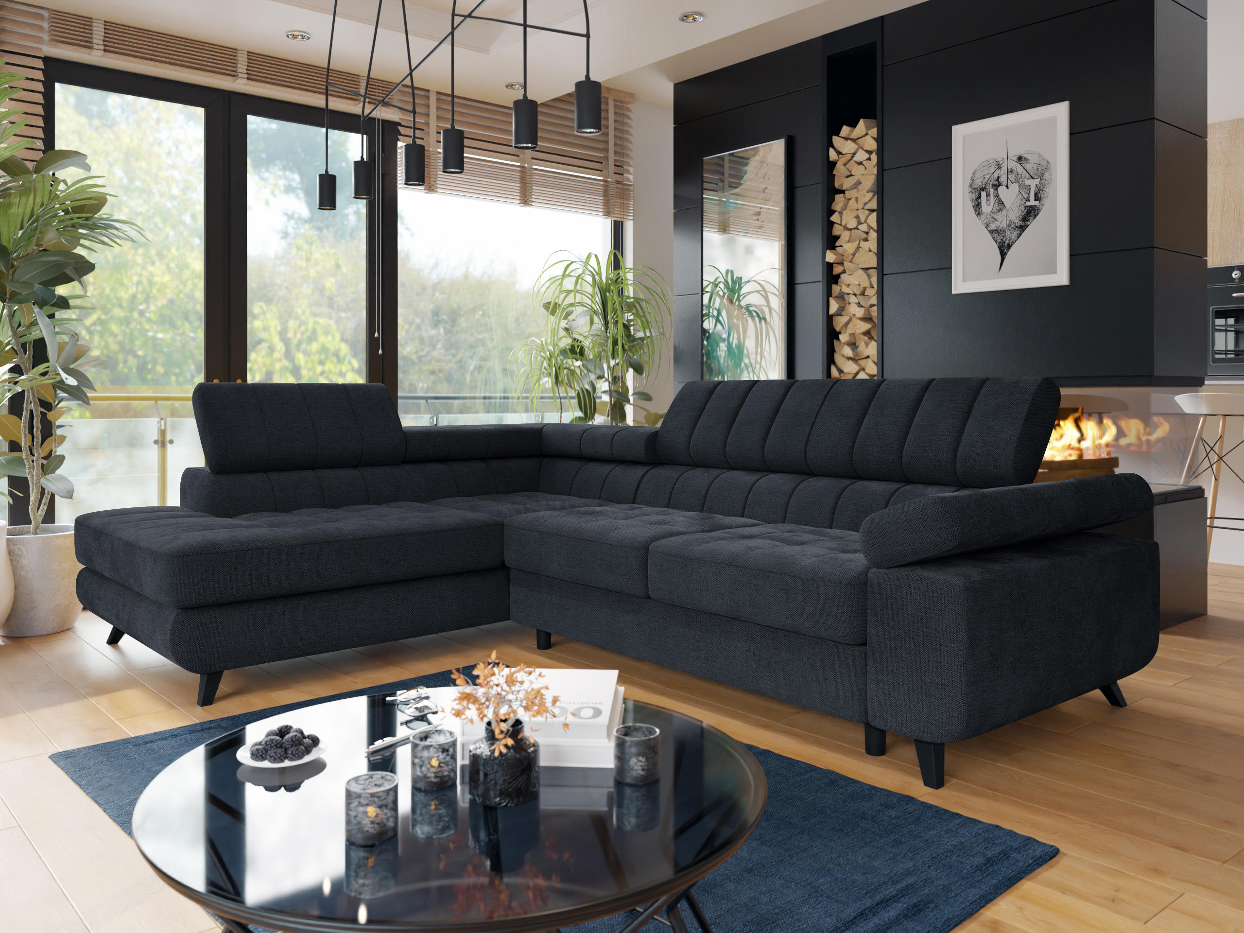 Minkštas kampas Comfivo Agnus (Spirit Black)