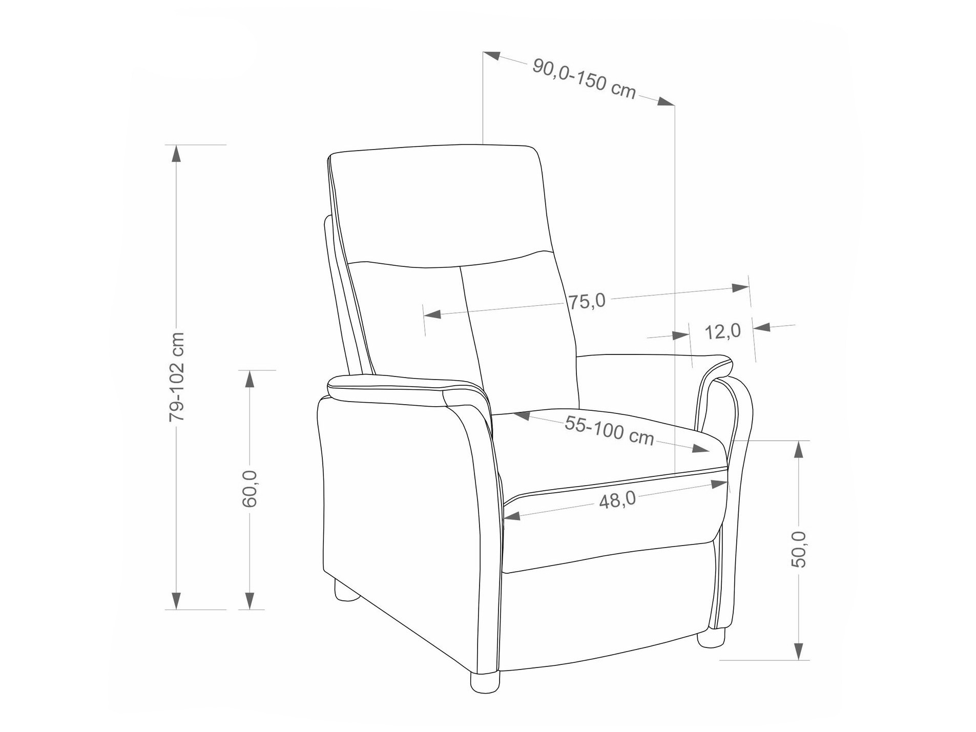 Fotelis reglaineris Houston 2229 (Pilka)