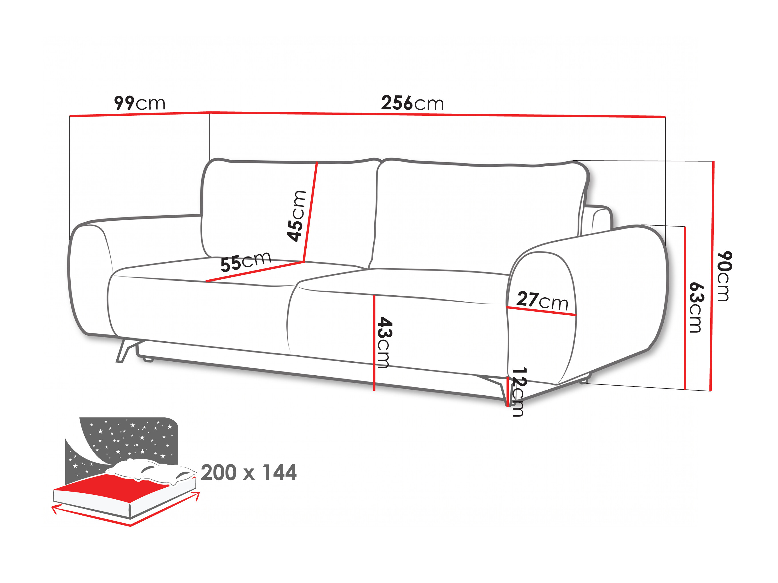 Sofa lova Margate 145 (Bella 65)