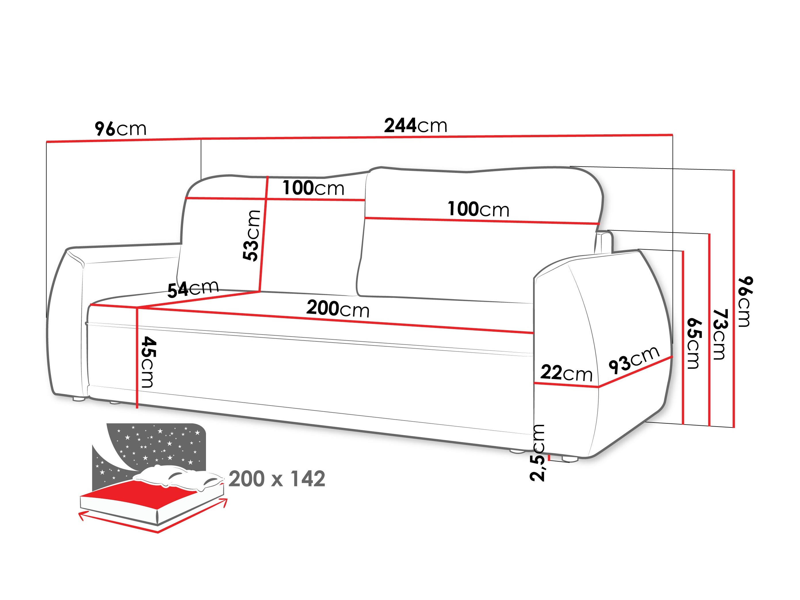 Sofa lova Vineland 174 (Lumo 55)