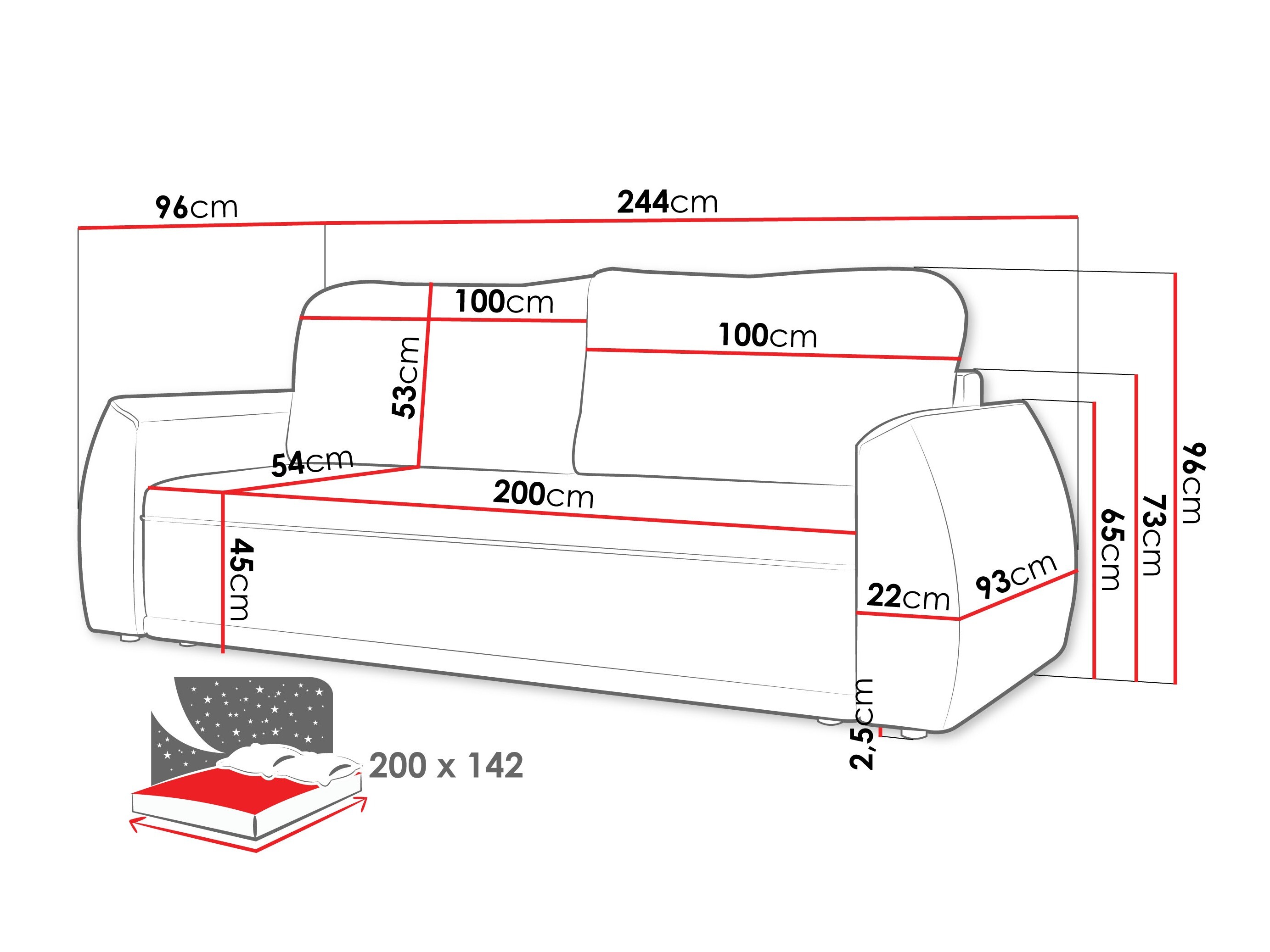 Sofa lova Vineland 174 (Margo 227.09)