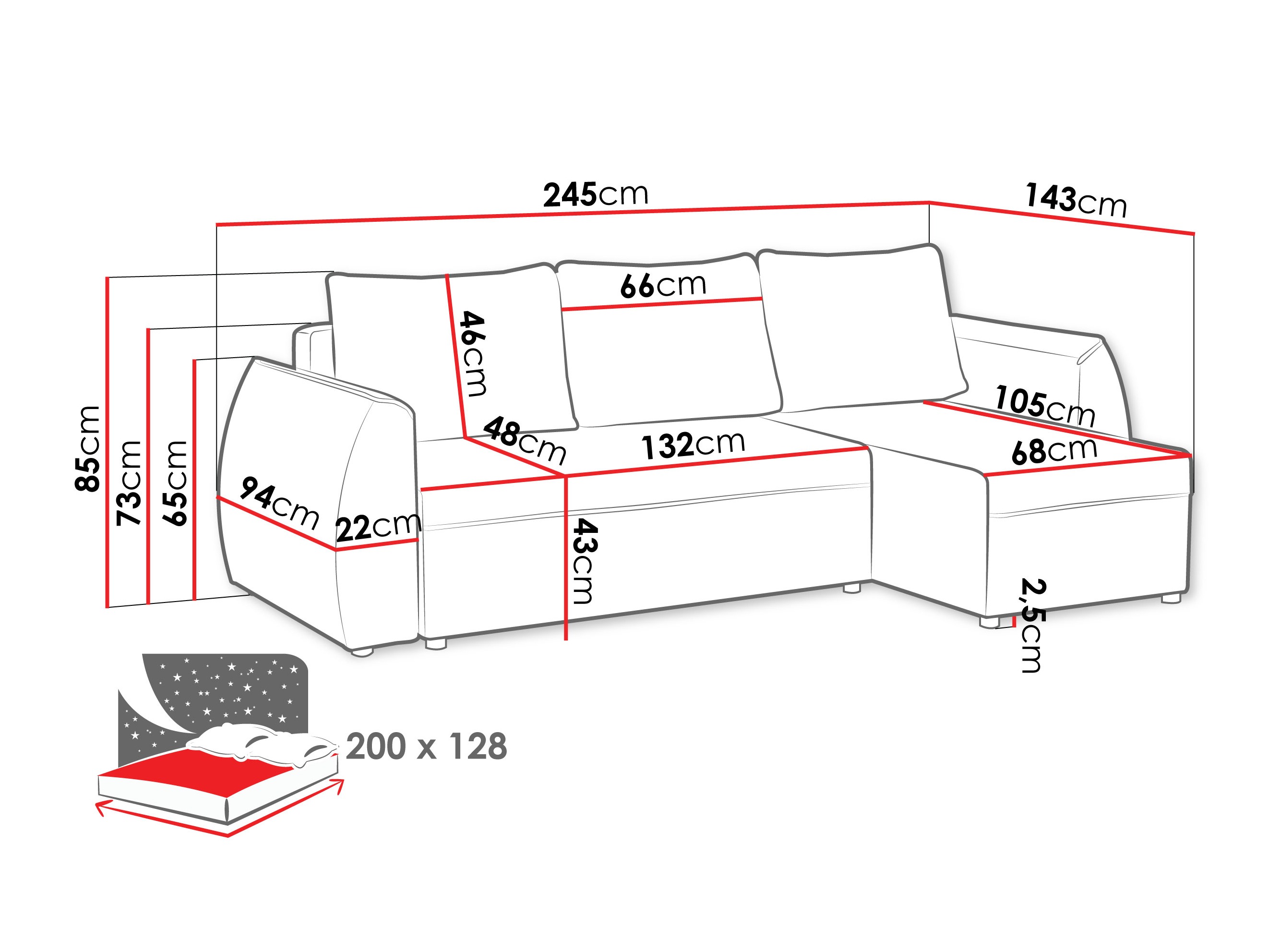 Minkštas kampas Vineland 176 (Margo 227.11)