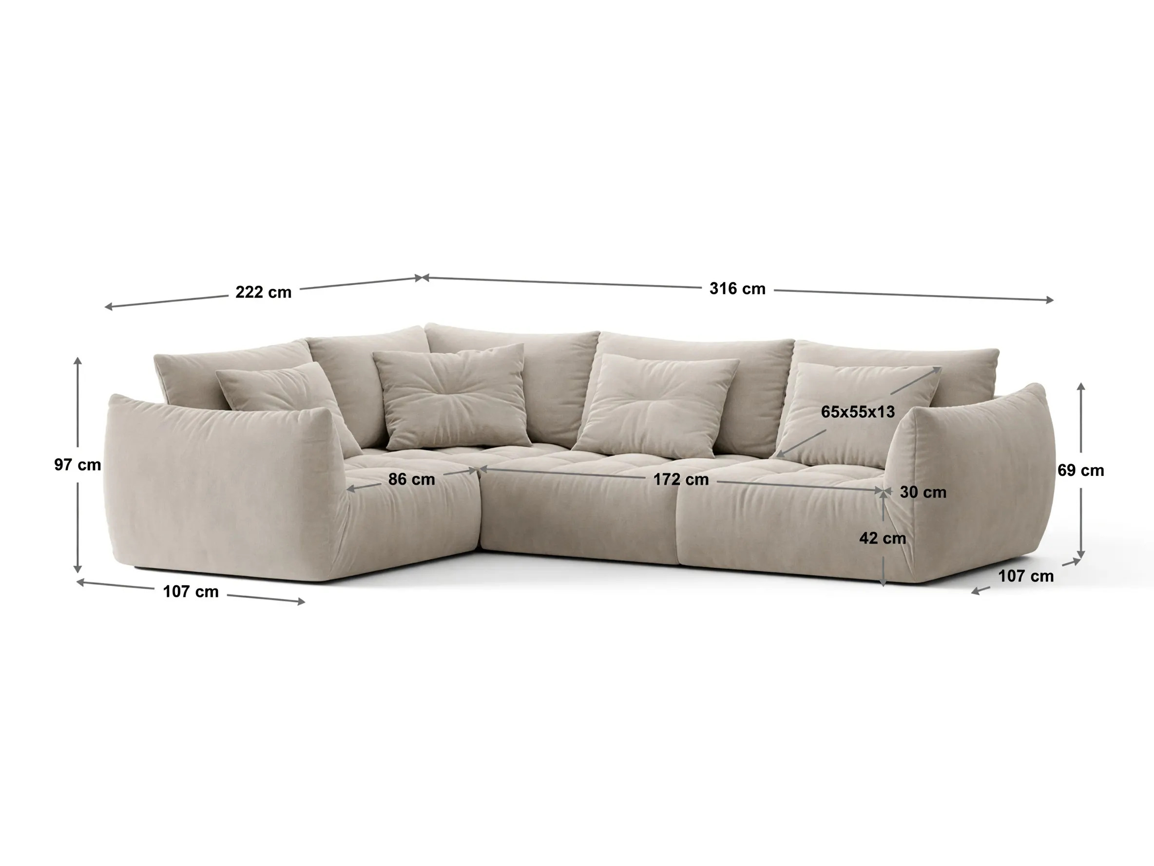 Modulinis minkštas kampas Benorli 105 (Wind 75)