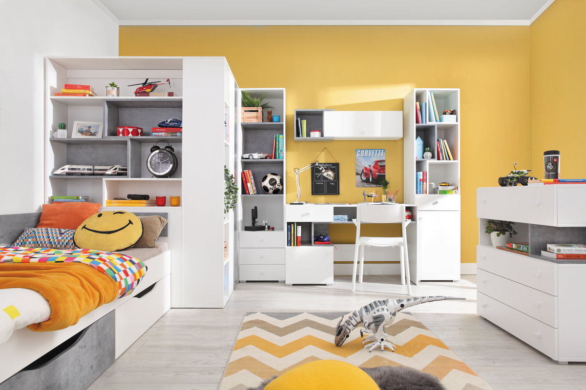 Pakabinama lentyna Omaha J112 (Balta + Betonas)