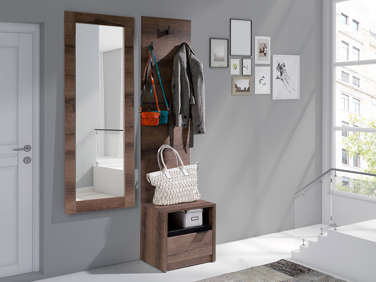 Prieškambario komplektas Fivelbo 118 (Monastery ąžuolas + Blizgi juoda)